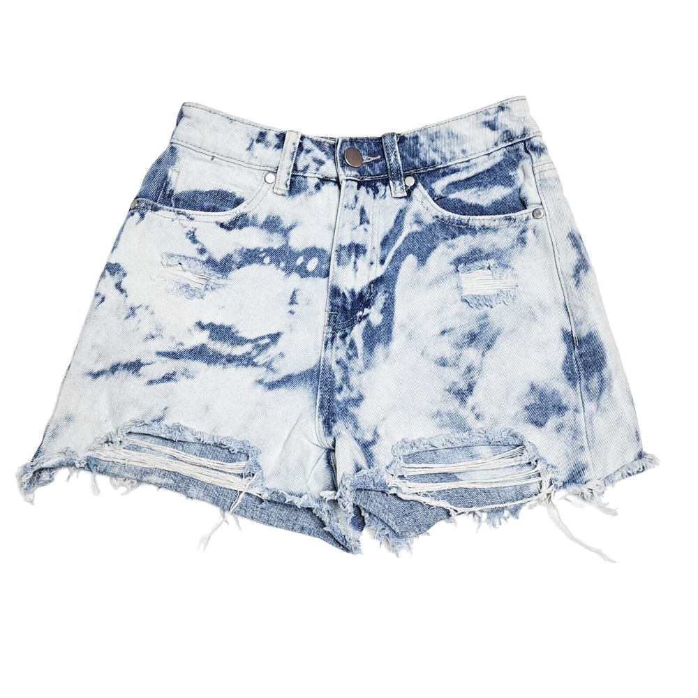 BP Denim Shorts Womens 24 Bleached High Rise Cutoff Raw Hem Distressed‎ Jean